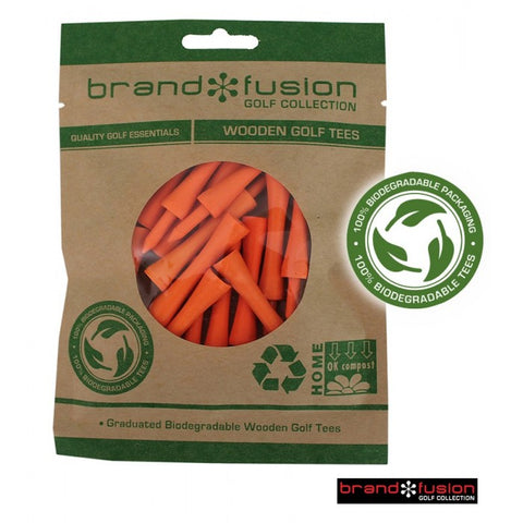 Orange 67mm Biodegradable Wooden Tees